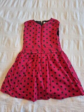 Mini Boden girls 2-3 years red with black polka dots fully lined sleeveles VVGUC